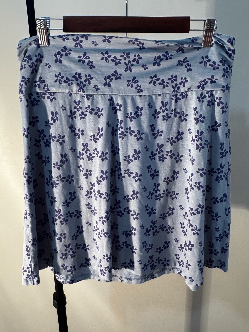 Toad&Co Blue Floral Wrap Skirt Organic Cotton TENCEL Size Large